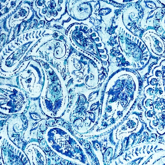 HAND CRAFTED Tote Bag Fabric Blue Paisley Swirl All Purpose Carrying Purse - Picture 5 of 5
